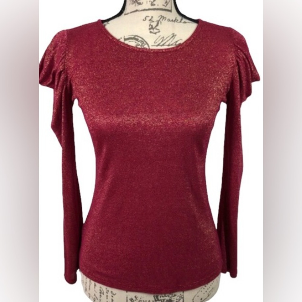 ✨Vintage✨ April, Puff Shoulder Sparkly Long Sleeve, Size S